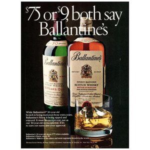 1981 Ballantine's Scotch $75 or $9 Vintage Print Ad On the Rocks Glass Wall Art
